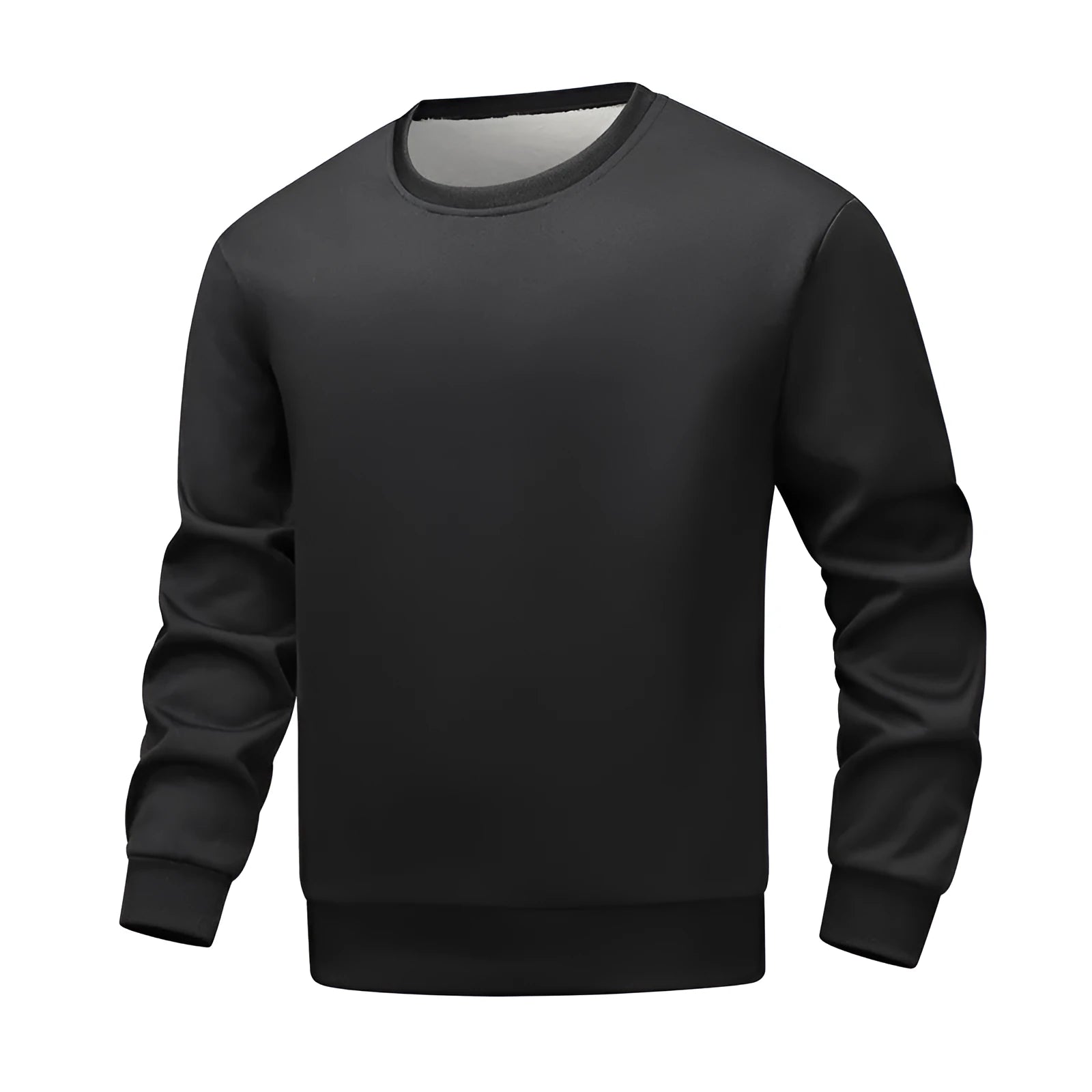 Thickened winter sports men's sweatshirt in rabbit hair, loose fit, long sleeves, black colour