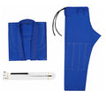 Brazilian jiu-jitsu gi uniform set in cotton blend fabric showing jacket and trousers available in multiple colours