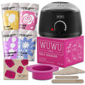 27-piece hypoallergenic wax hair removal kit with wax heater machine and four coloured wax beads