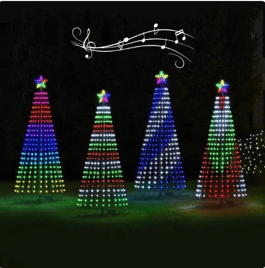 Multi-colour LED animated outdoor Christmas tree lights for garden decoration in 1.5m or 2m sizes