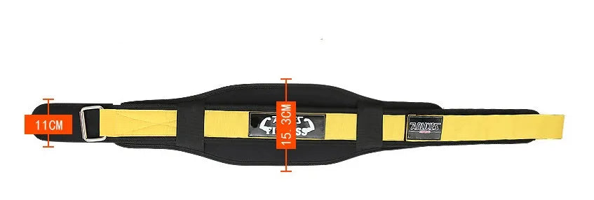 Nylon fitness weightlifting waistband in black, red or yellow colours available in L, M and XL sizes