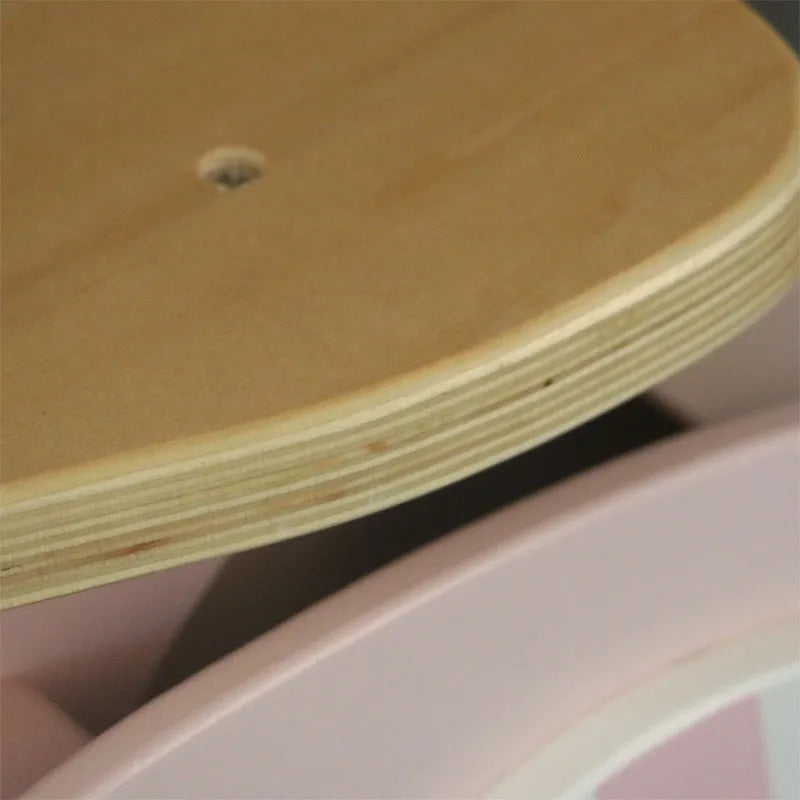 Pink wooden toddler balance scooter with 10 inch wheels for children aged 1-6 years