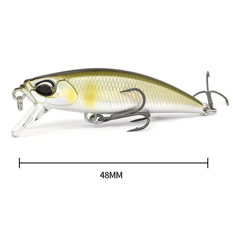 Japanese submerged Mino soft plastic fishing lure, 48mm long, for snakehead and Mandarin fish.