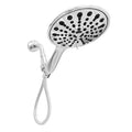 Chrome six-function handheld shower head with 6-inch faceplate on a white background.