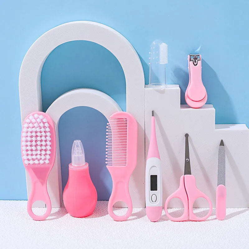 Baby nail cutting pliers 8-piece set in blue with EVA bag and soft head clipper