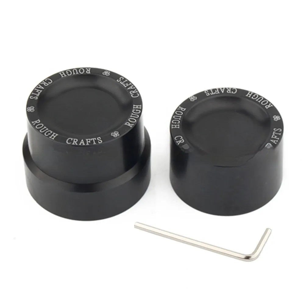 Black CNC aluminium motorcycle axle cover for Harley Sportster front and rear axles.
