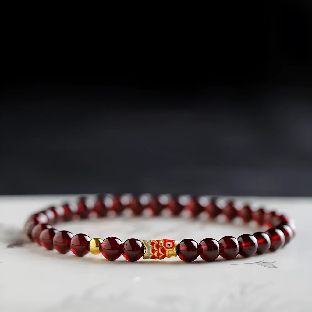 Wine red glass bead bracelet in single circle and double circle New Chinese styles