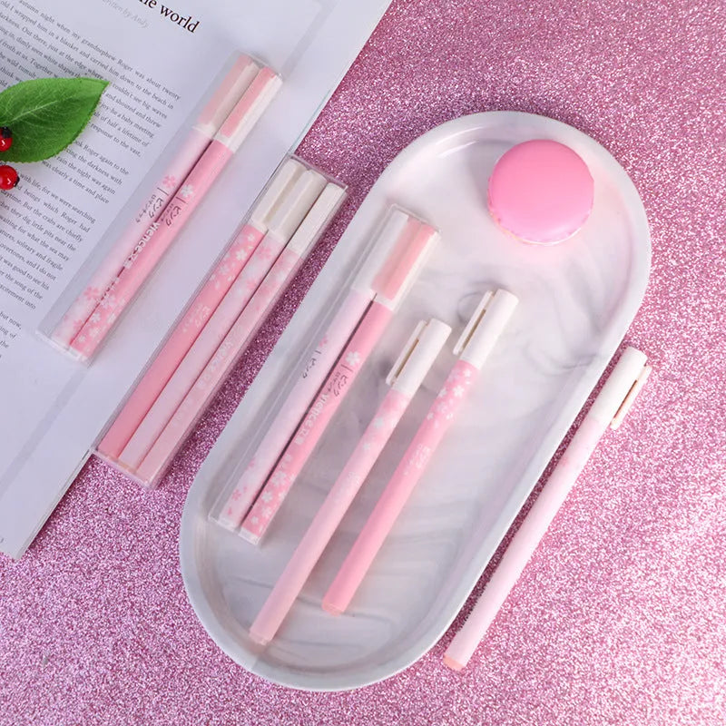 Sakura Series gel pen set showing 0.38mm and 0.5mm tip options in plastic body with refill mechanism