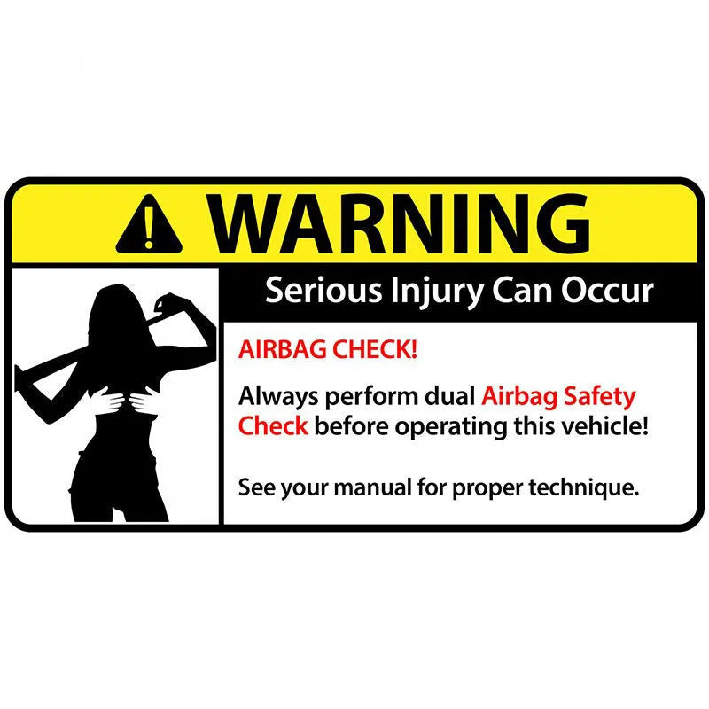13cm comic car warning sticker in PVC material with humorous design