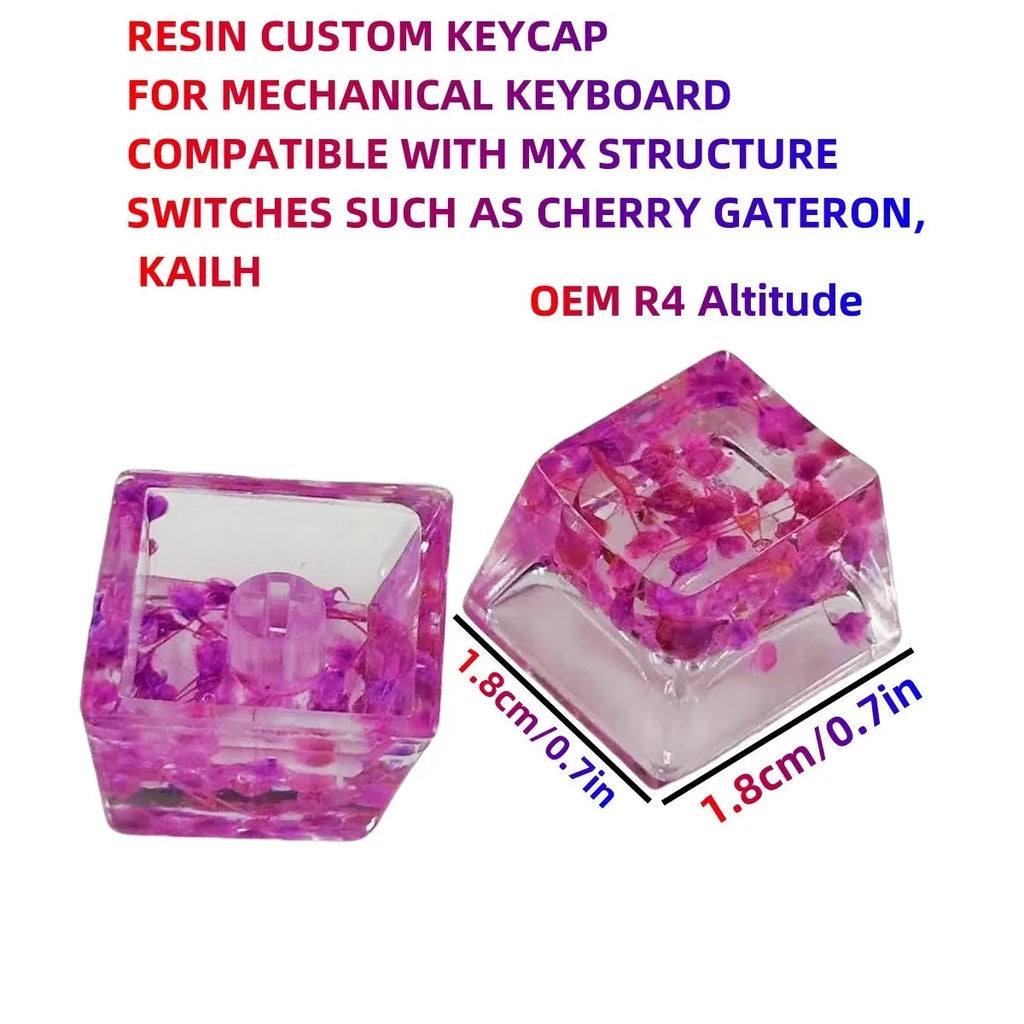 High-transparency starry sky design resin artisan keycap for mechanical keyboards, shown in green colour.
