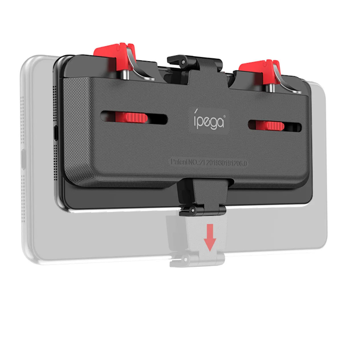 PG-9137 black mobile phone gaming trigger bracket with adjustable metal trigger and telescopic phone clip