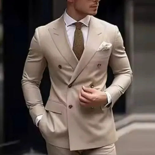 Man wearing a grey Korean-style slim fit two-piece business casual suit