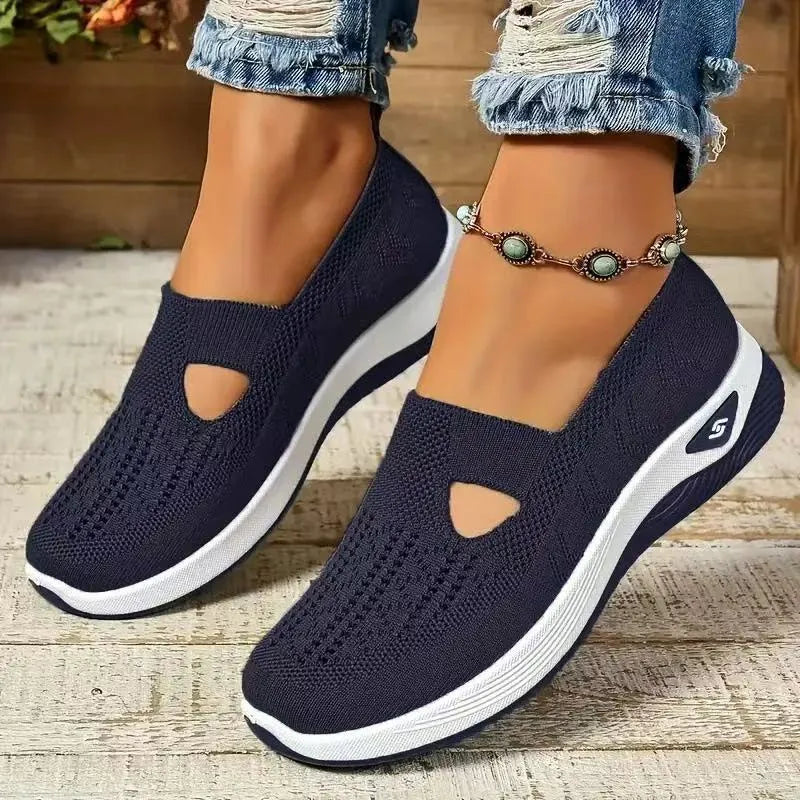 Women's solid colour T-strap mesh casual shoes with soft PVC soles in multiple colour options.