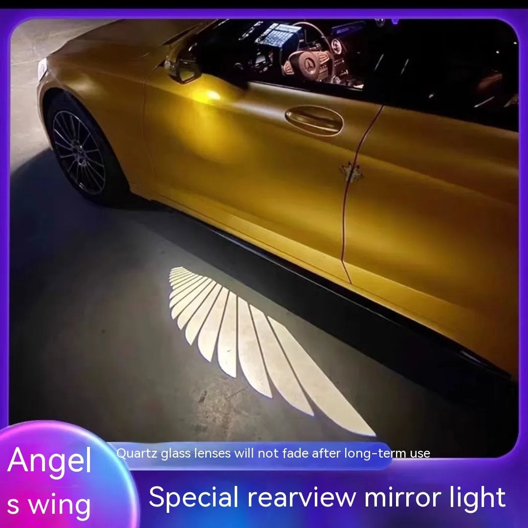 Car rearview mirror courtesy lamp with angel wings projection design in aluminium housing
