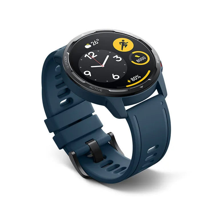 Smart watch with dual band GPS on a silicone strap, showing a 1.43 inch touch screen display.
