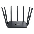 Black and white dual-band 5G router with multiple antennas for whole-home WiFi coverage