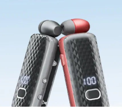 F588 mini cable Bluetooth headset in black side view showing in-ear design and cable style