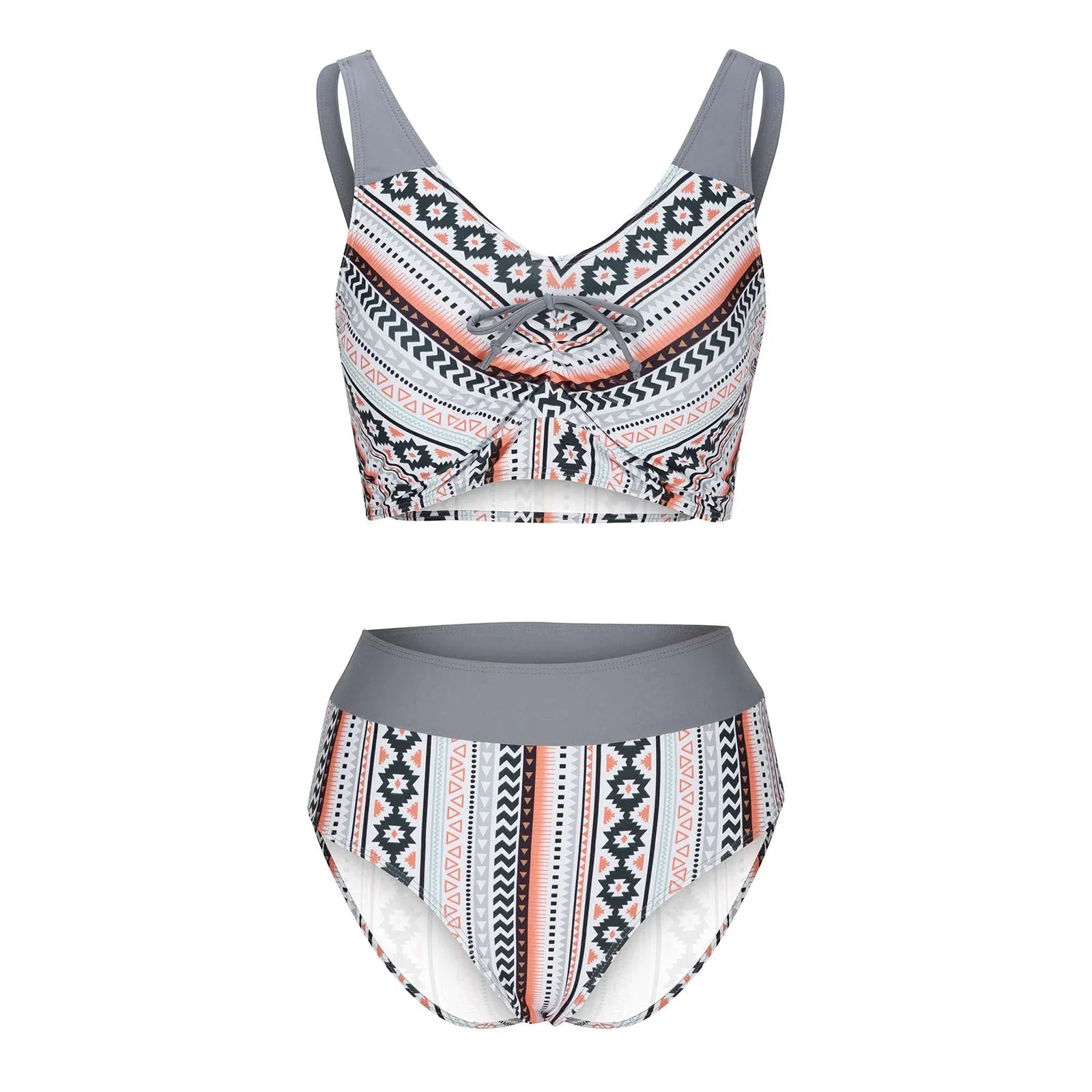 Women's solid colour cross sling swimsuit bikini set in polyester fabric