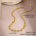 Geometric heart-shaped stainless steel necklace with 18K gold electroplated finish on clavicle chain