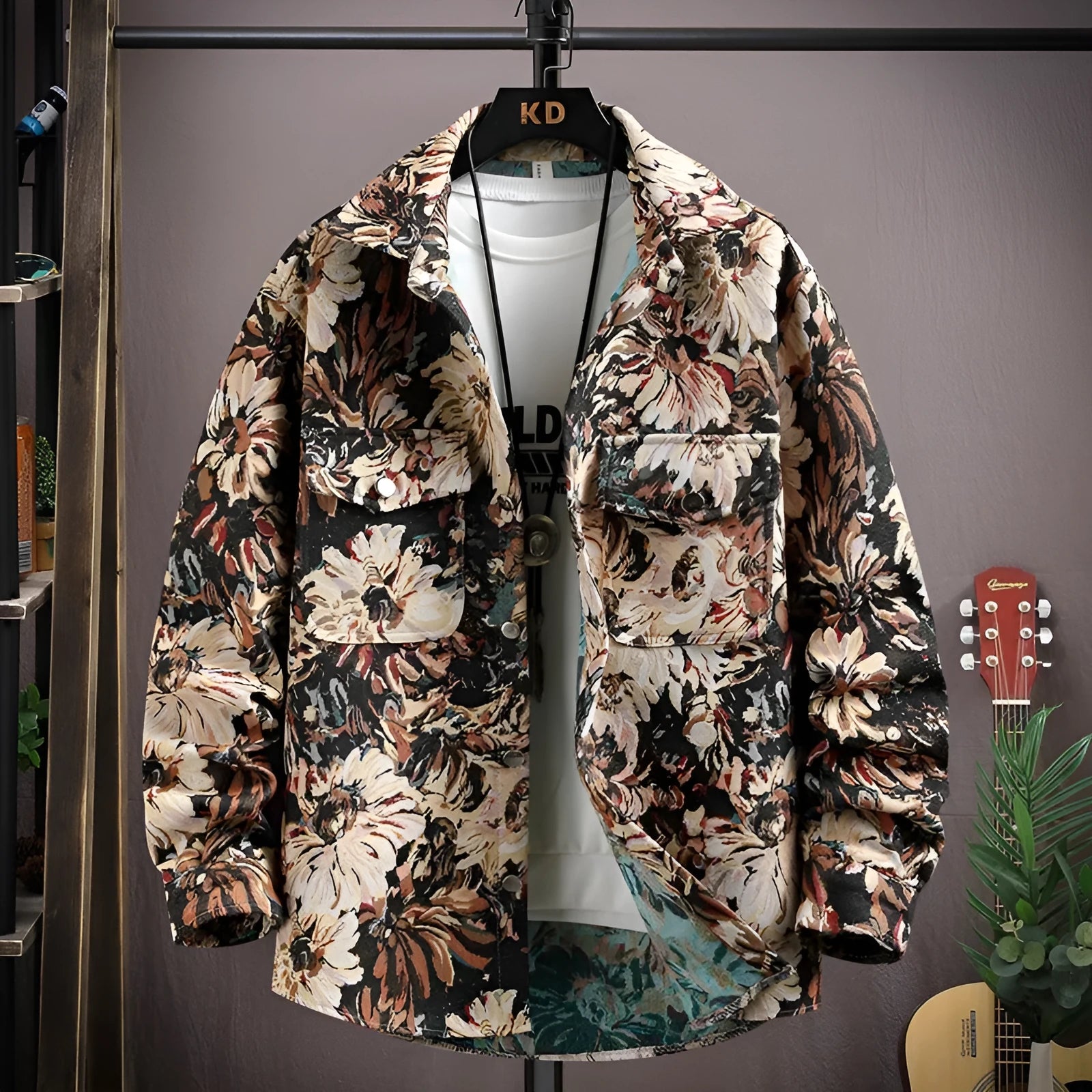 Casual lapel shirt coat in polyester available in black, blue, apricot, red, and violet.