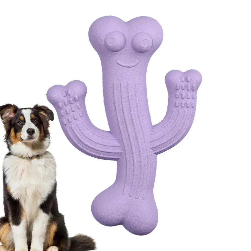 Cactus-shaped dog chew toy in bamboo fibre and rubber available in small and large sizes