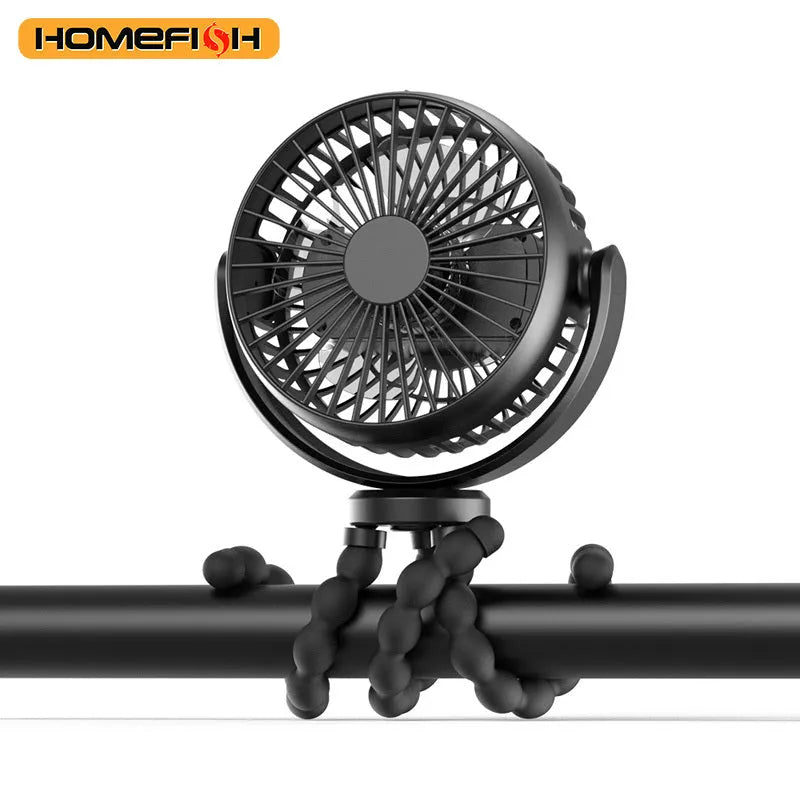 HOMEFISH F2 automatic shake head handheld fan with LED light and removable mounting bracket