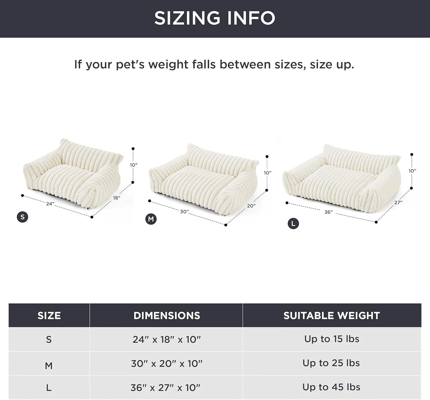 Supportive cat couch bed with three-sided design and soft corduroy fleece fabric in beige colour