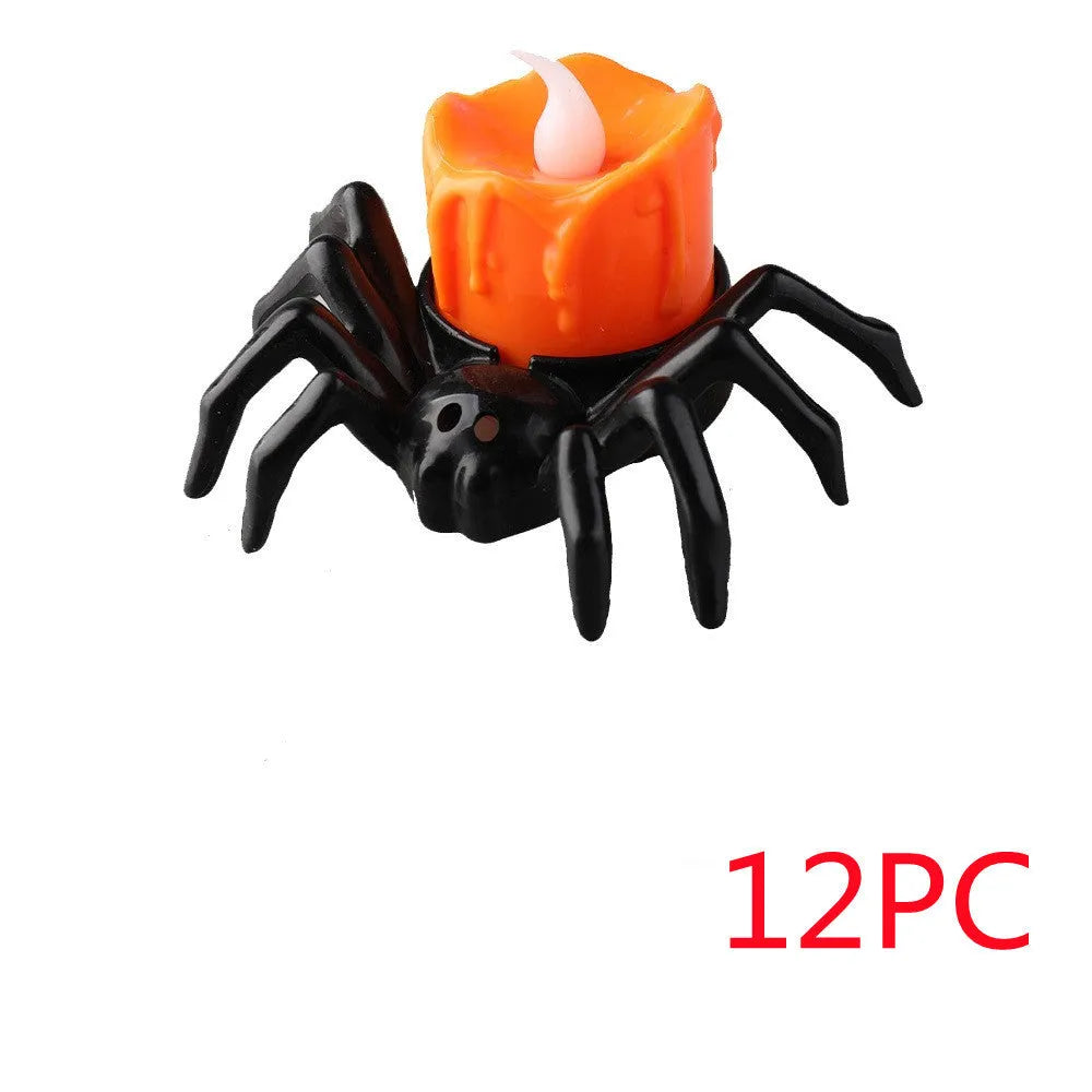 Halloween spider candlestick ornament plastic decorative candle light 7x8.5x5cm