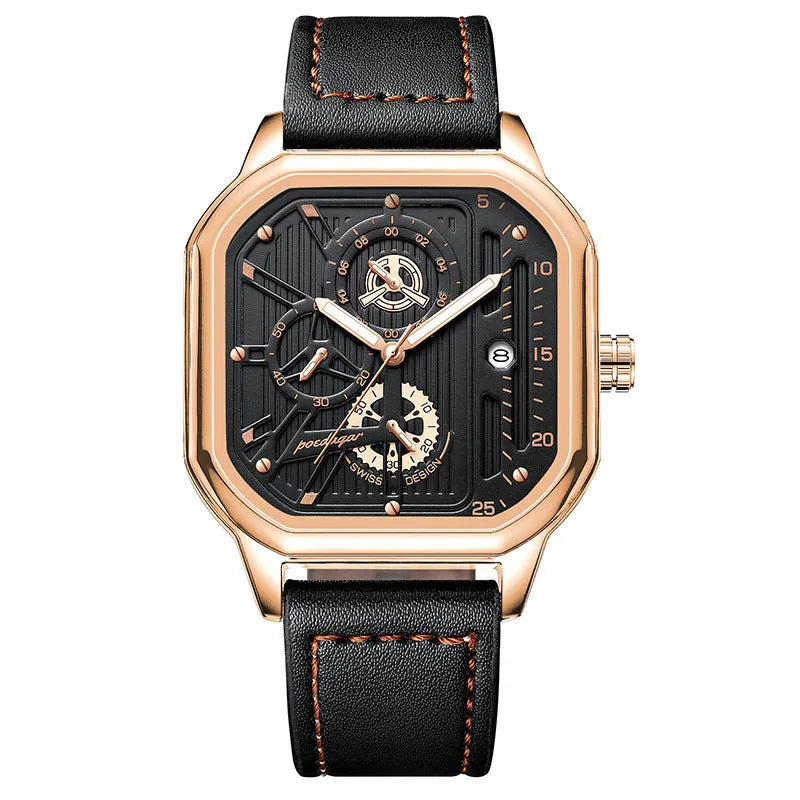 Men's belt-style quartz sports watch with 8mm case in multiple colour options