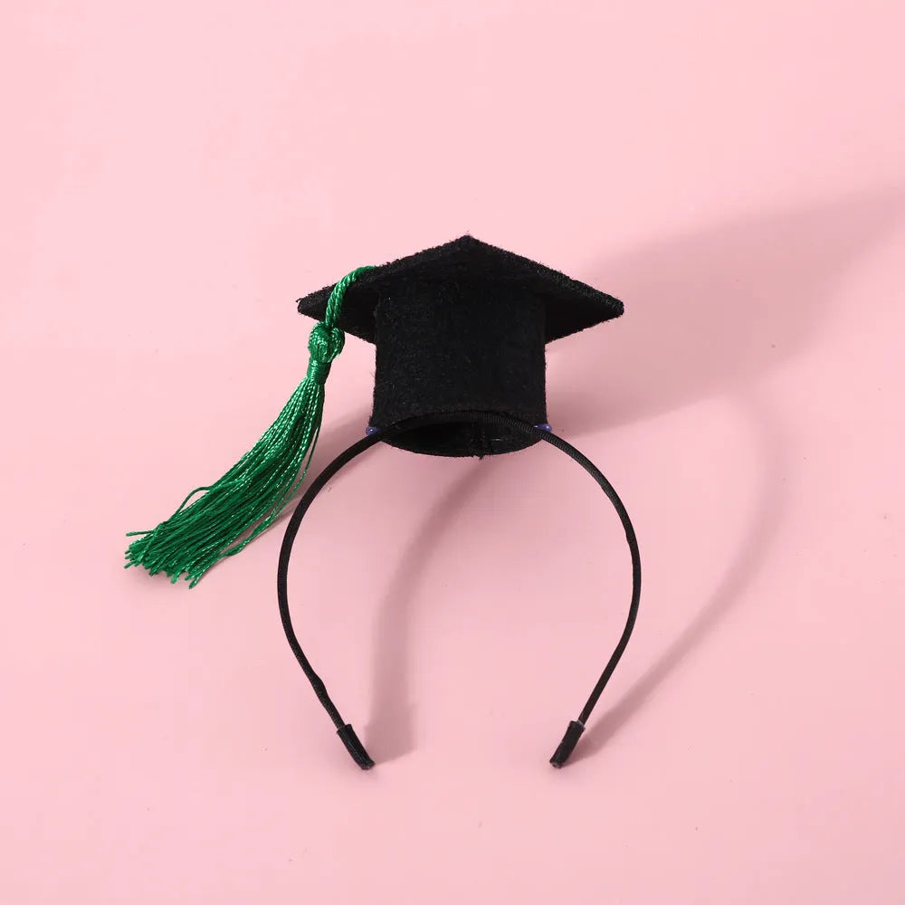Veterinary doctor's degree hair band and bow tie set for small pets in British style