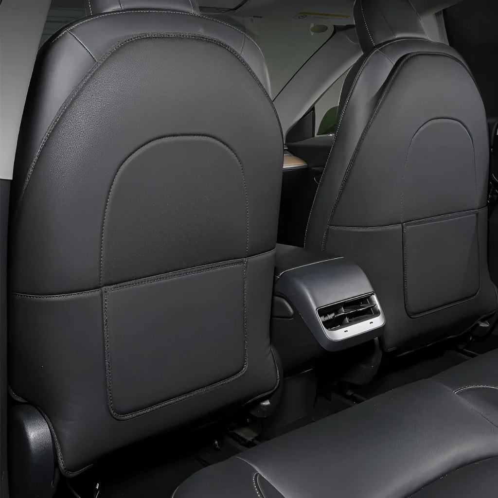 Black leather rear anti kick pad for car seat protection