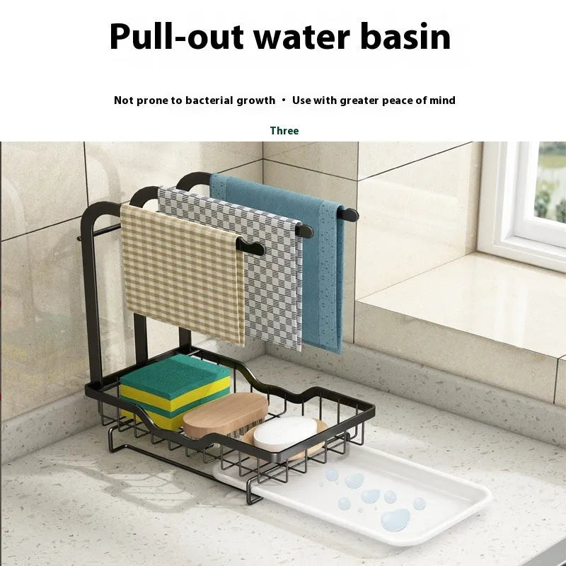 White foldable plastic kitchen drying rack in new Chinese style, shown in desktop and wall-mounted configurations.