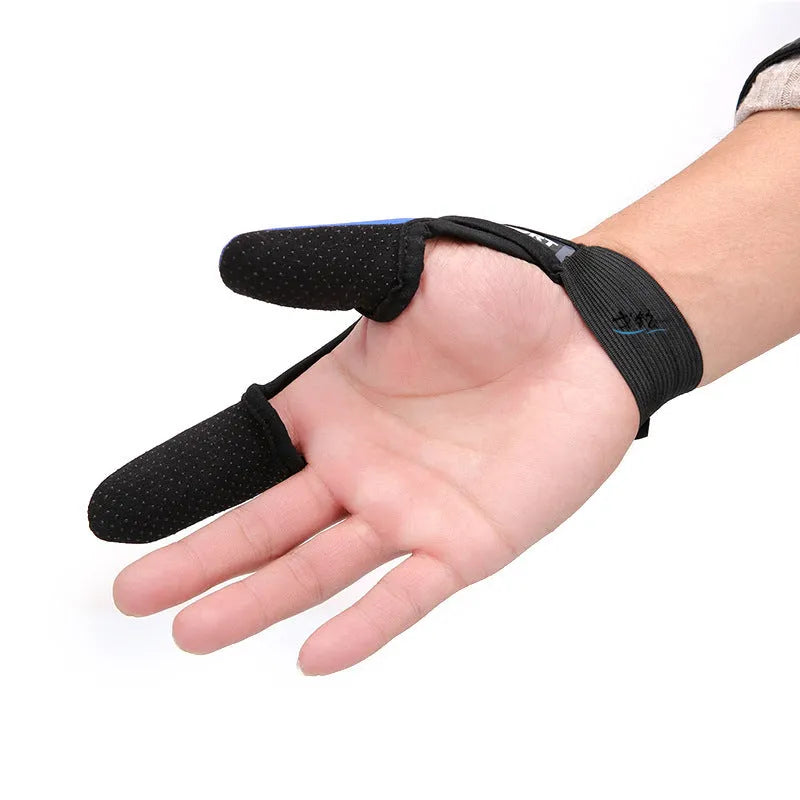 Two finger fishing tackle glove showing diving cloth back and microfiber palm in available colours