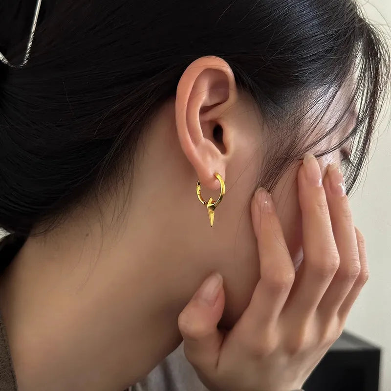 Geometric star shape women's clip-on earrings with electroplated metallic finish