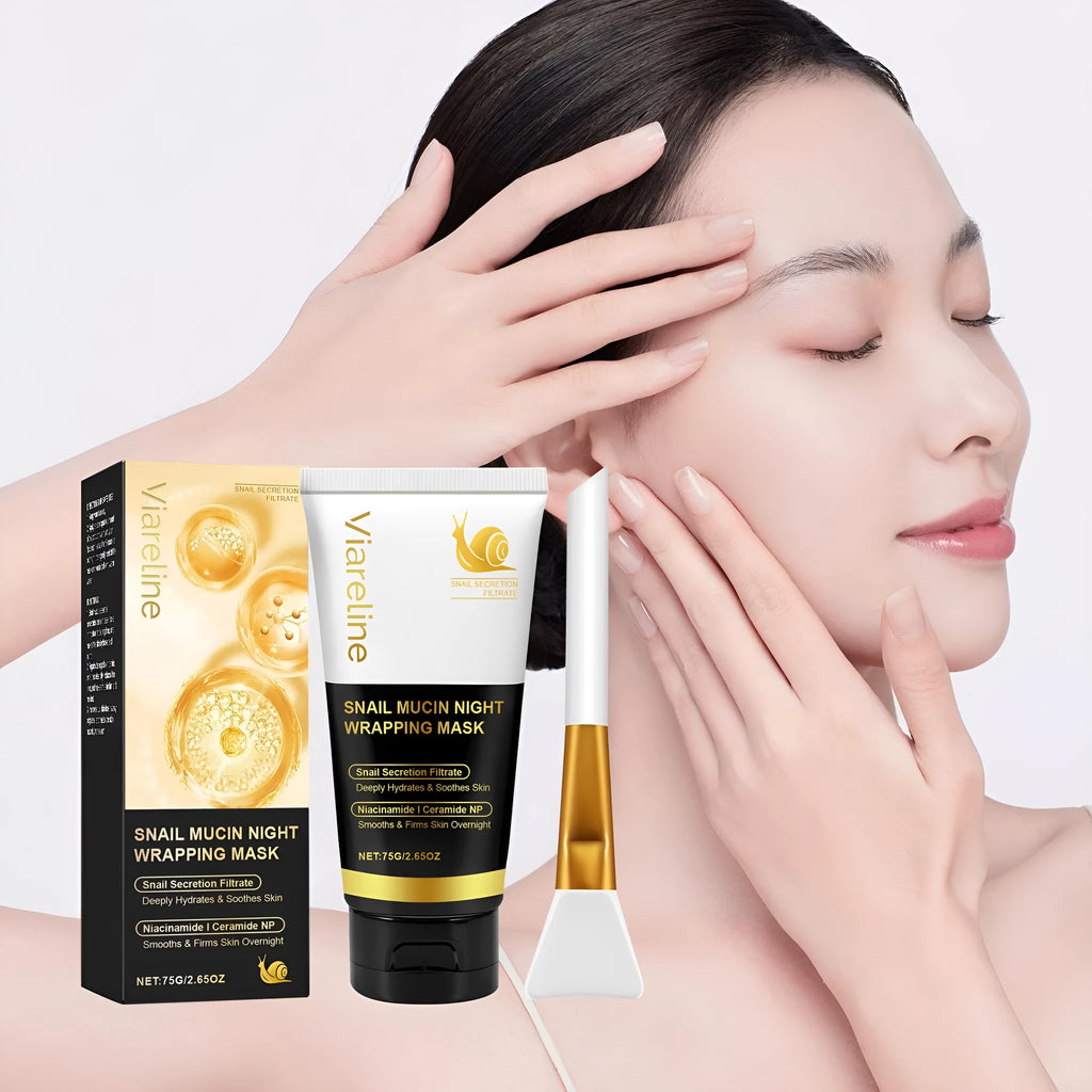 Turmeric Sleep Mask and application brush set in a jar, 4.6cm x 14.2cm.