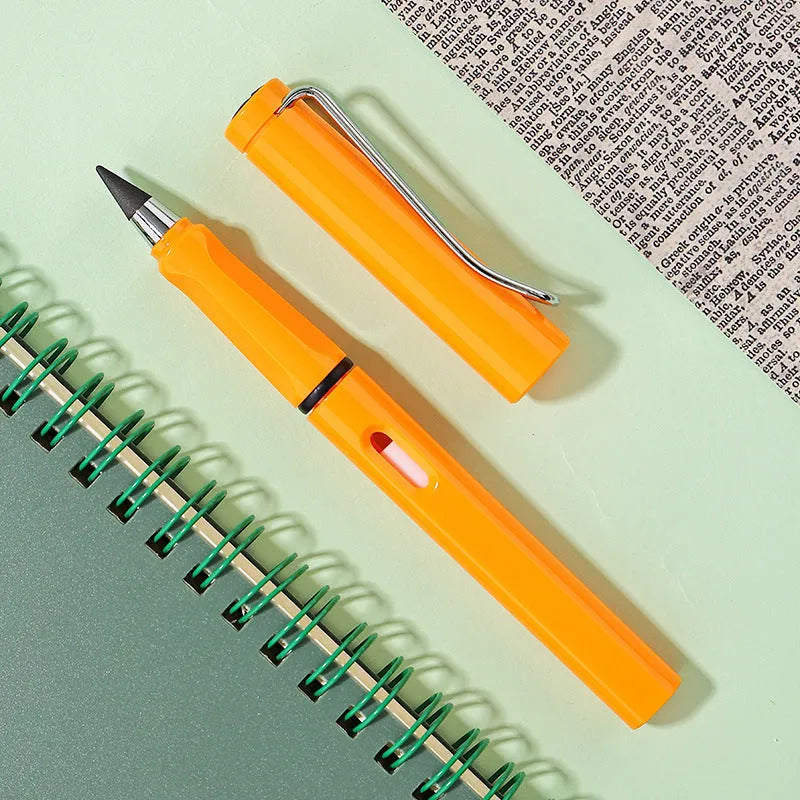Inkless perpetual student pen with plastic shell and cartoon decoration in various lead colours