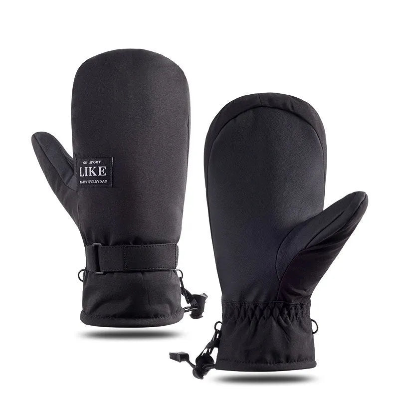 A pair of thick black touch screen compatible cycling gloves laid flat.