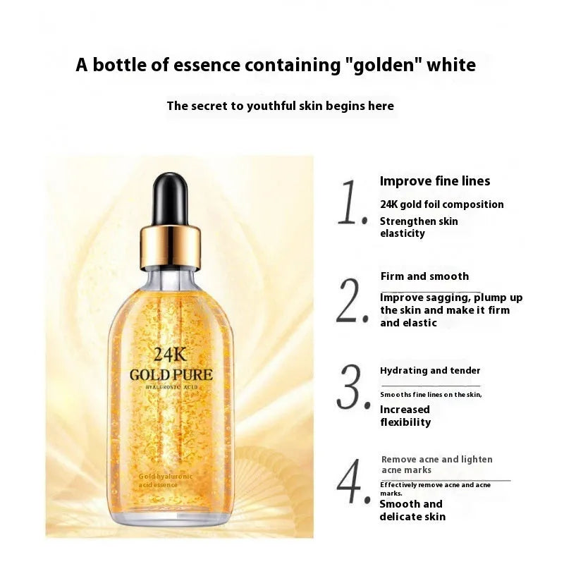 24K hyaluronic acid facial essence bottle with ginseng extract for combination skin