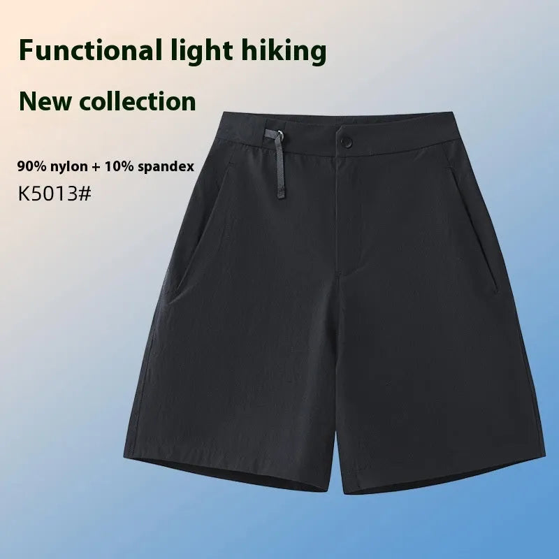 Men's quick-drying sports shorts in Army Green colour with elastic waistband, shown flat.