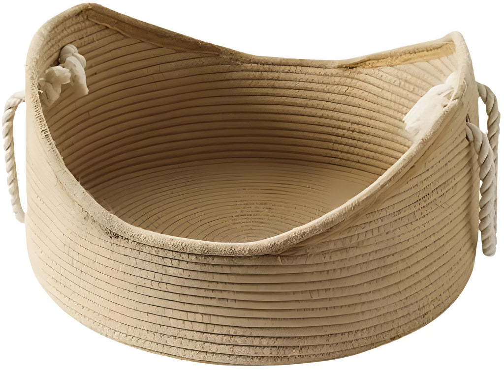 Natural wicker cat bed basket with corrugated scratching board surface in two size options
