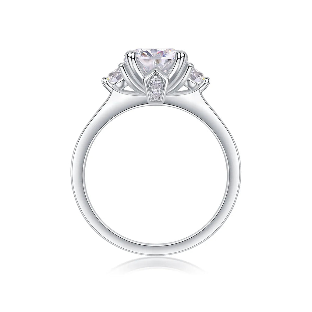 Starry Sky Romance wedding ring set with 2-carat moissanite on platinum-plated S925 silver band, gift box and GRA certificate