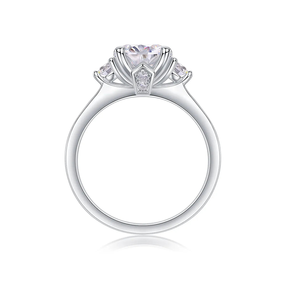 Starry Sky Romance wedding ring set with 2-carat moissanite on platinum-plated S925 silver band, gift box and GRA certificate