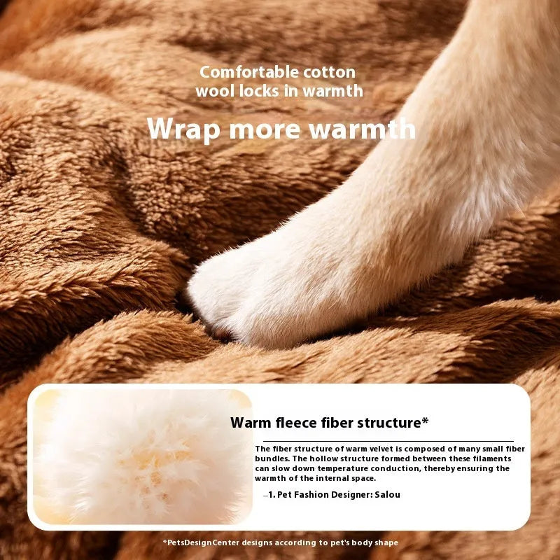 Brown bear pattern enclosed dog bed with curved sides and removable cover