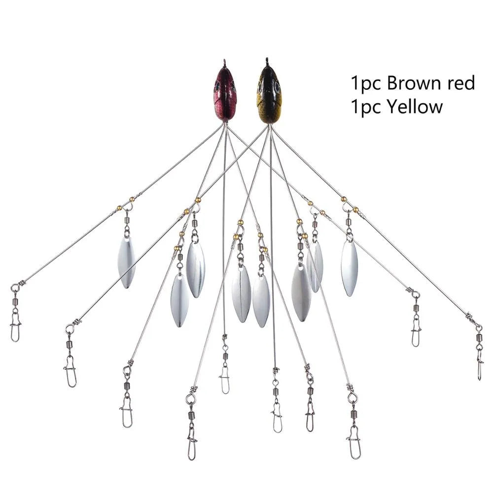 Bassdash umbrella fishing lure rig with 5 swivels and rotating metal sequins