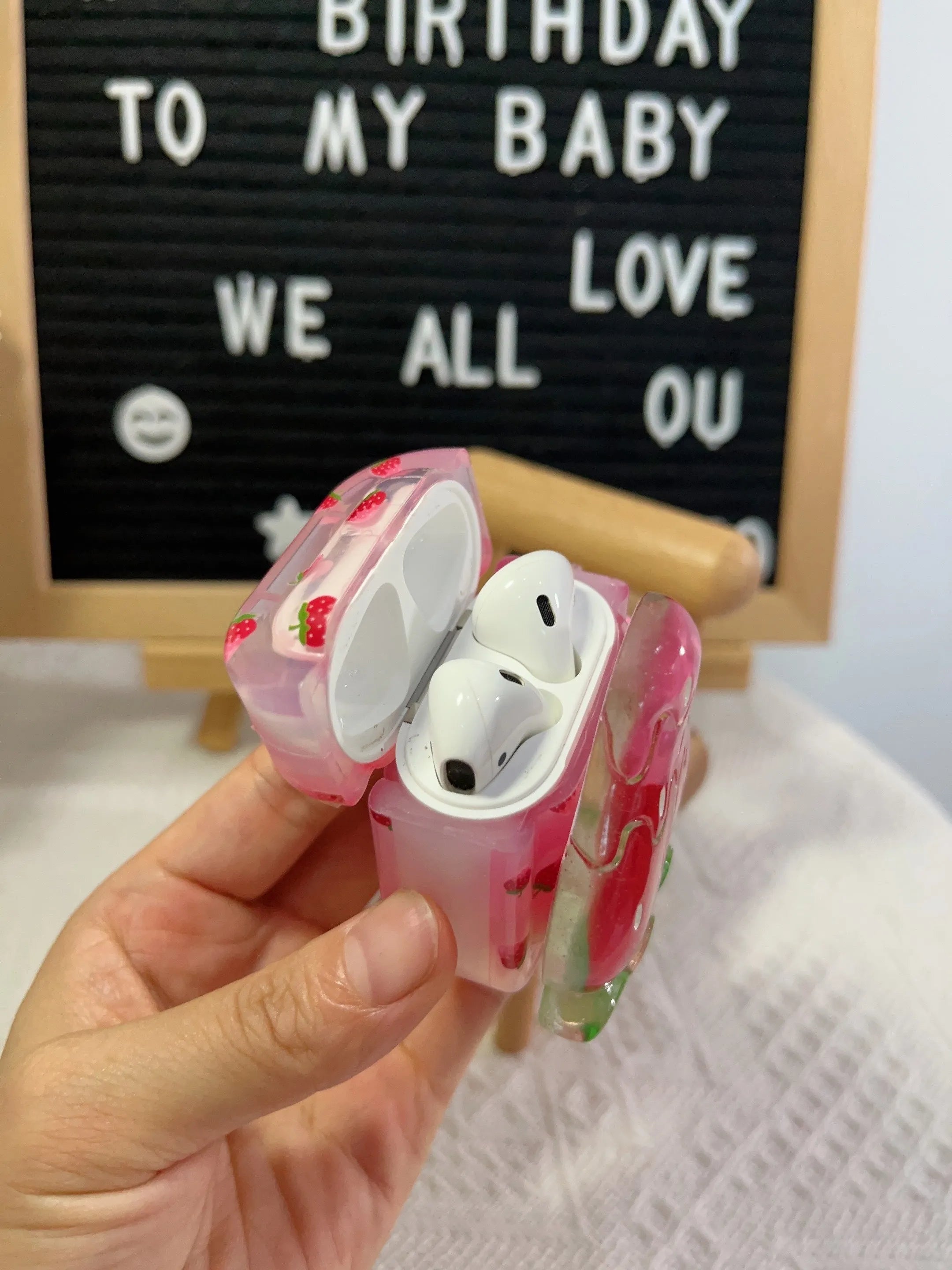 3D strawberry ice cream silicone protective cover for AirPods Pro 2 case with bracelet option