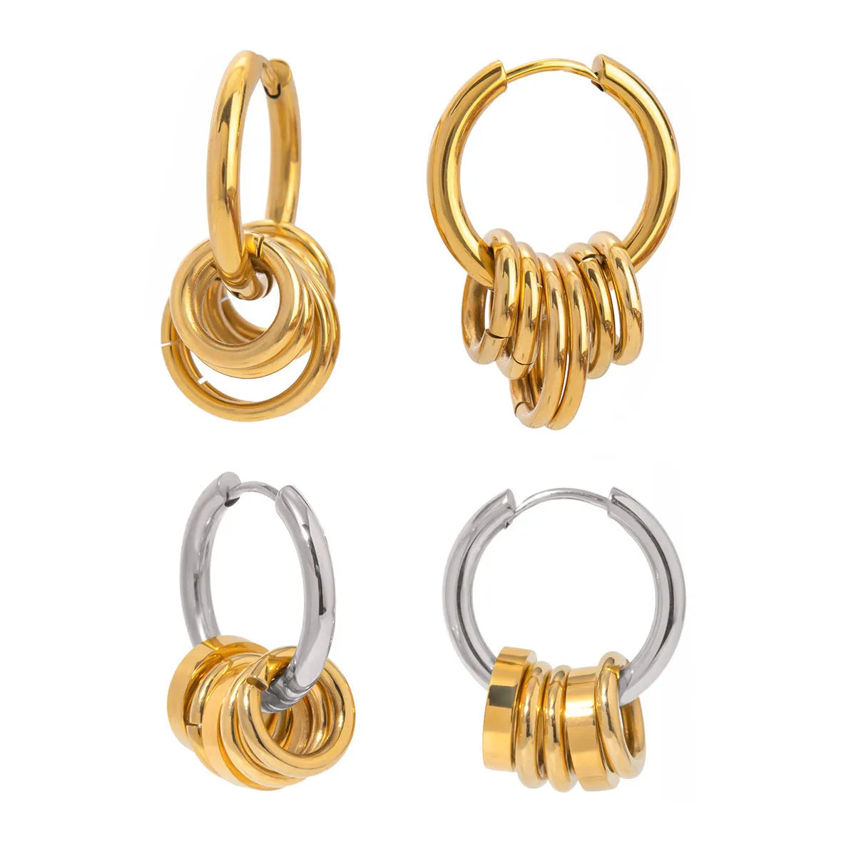 Stainless steel ins-style earrings with electroplated colour finish, available in two colour variations