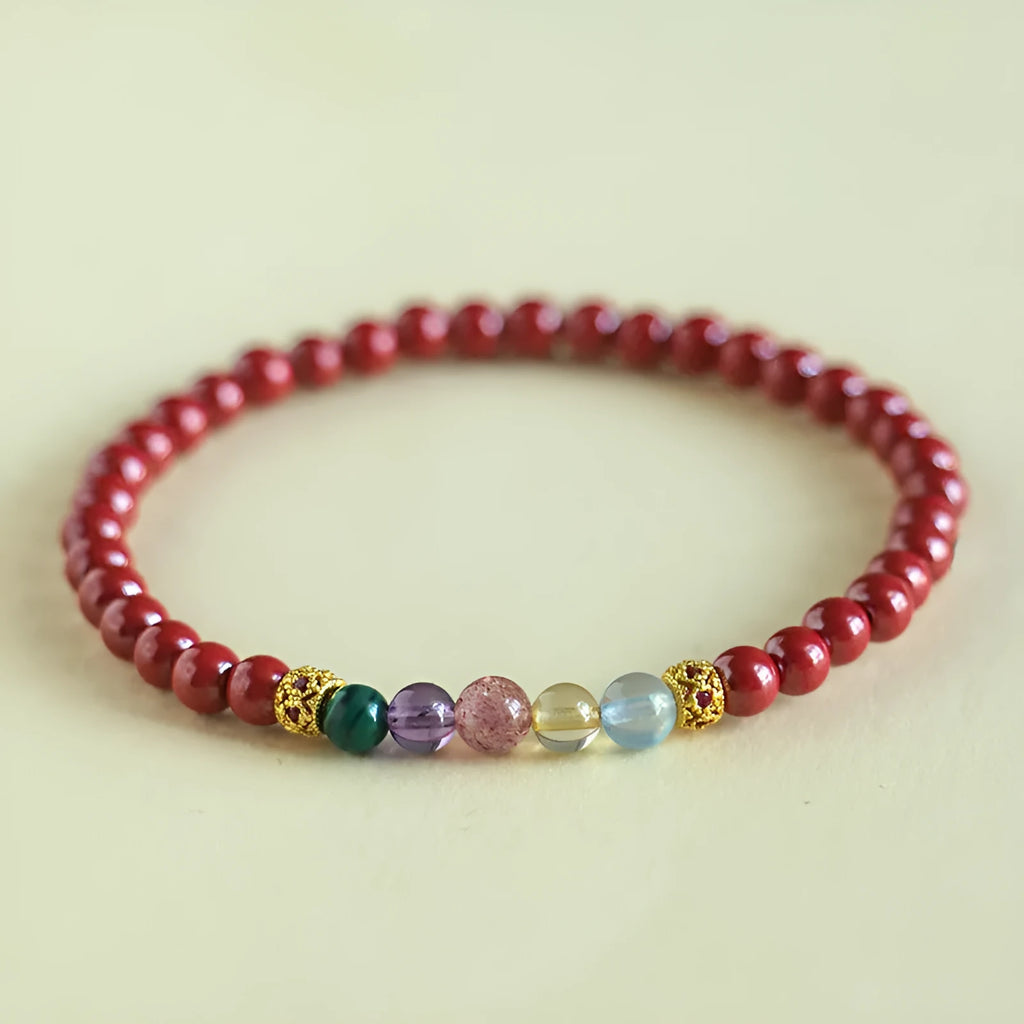 Handmade purple gold sand crystal bead bracelet on a wrist, showing 6mm bead size option.