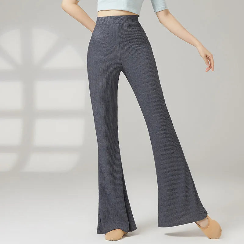 Women's solid colour dance practice trousers for body training in stretch polyester fabric