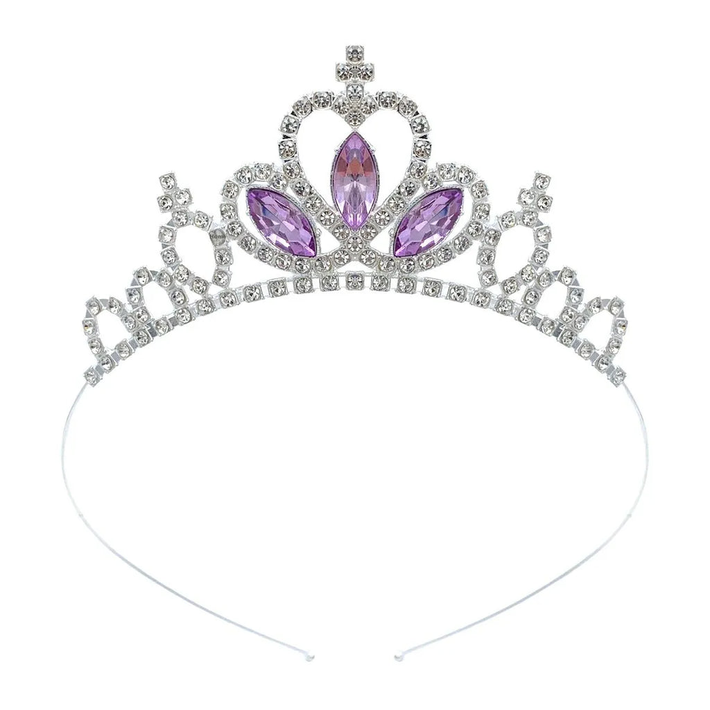 Alloy princess crown headdress with electroplated finish in gold tone with diamond colour effects