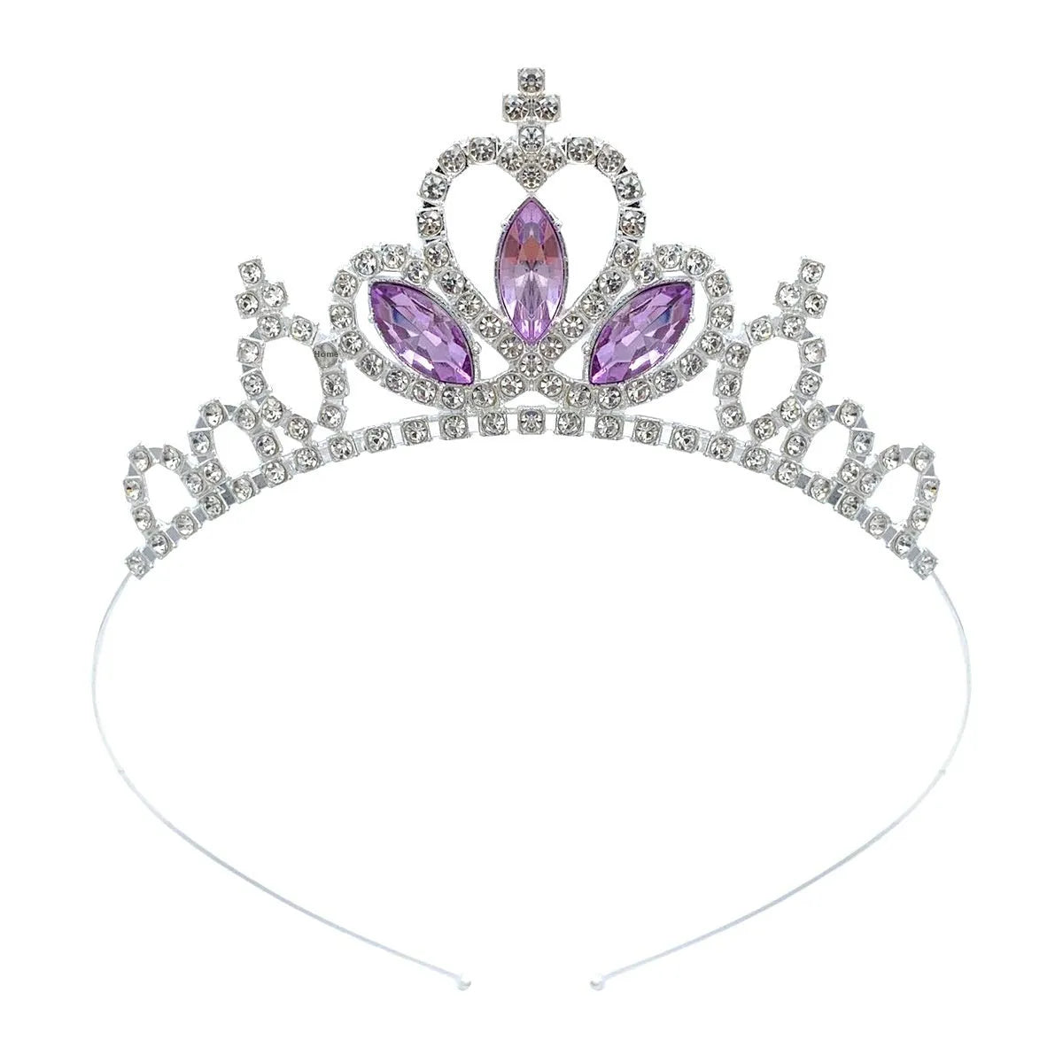 Alloy princess crown headdress with electroplated finish in gold tone with diamond colour effects